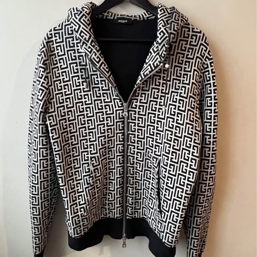 Balmain Embroidered Monogram Hoddie
